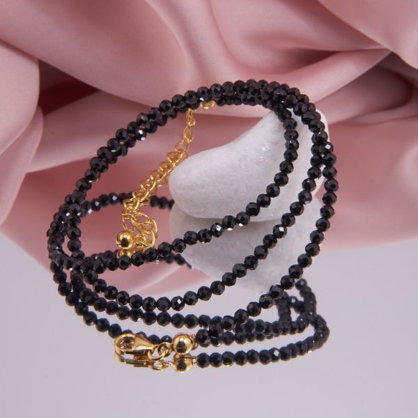 Echte Spinell Kette schwarz facettiert